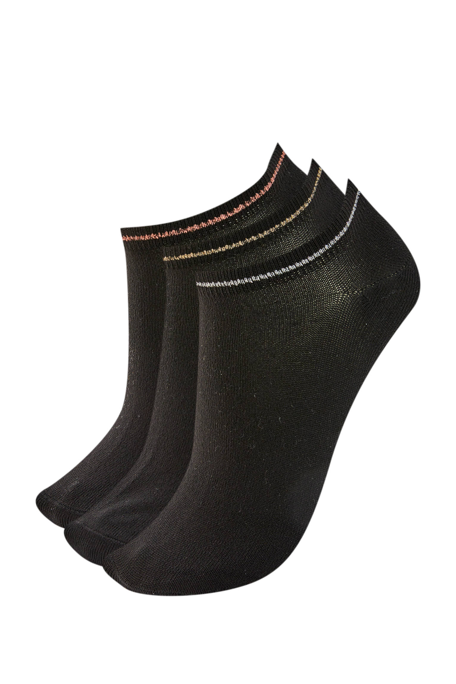 Набор коротких черных носков с контрастной полосой ЧЕРНЫЙ Pull & Bear