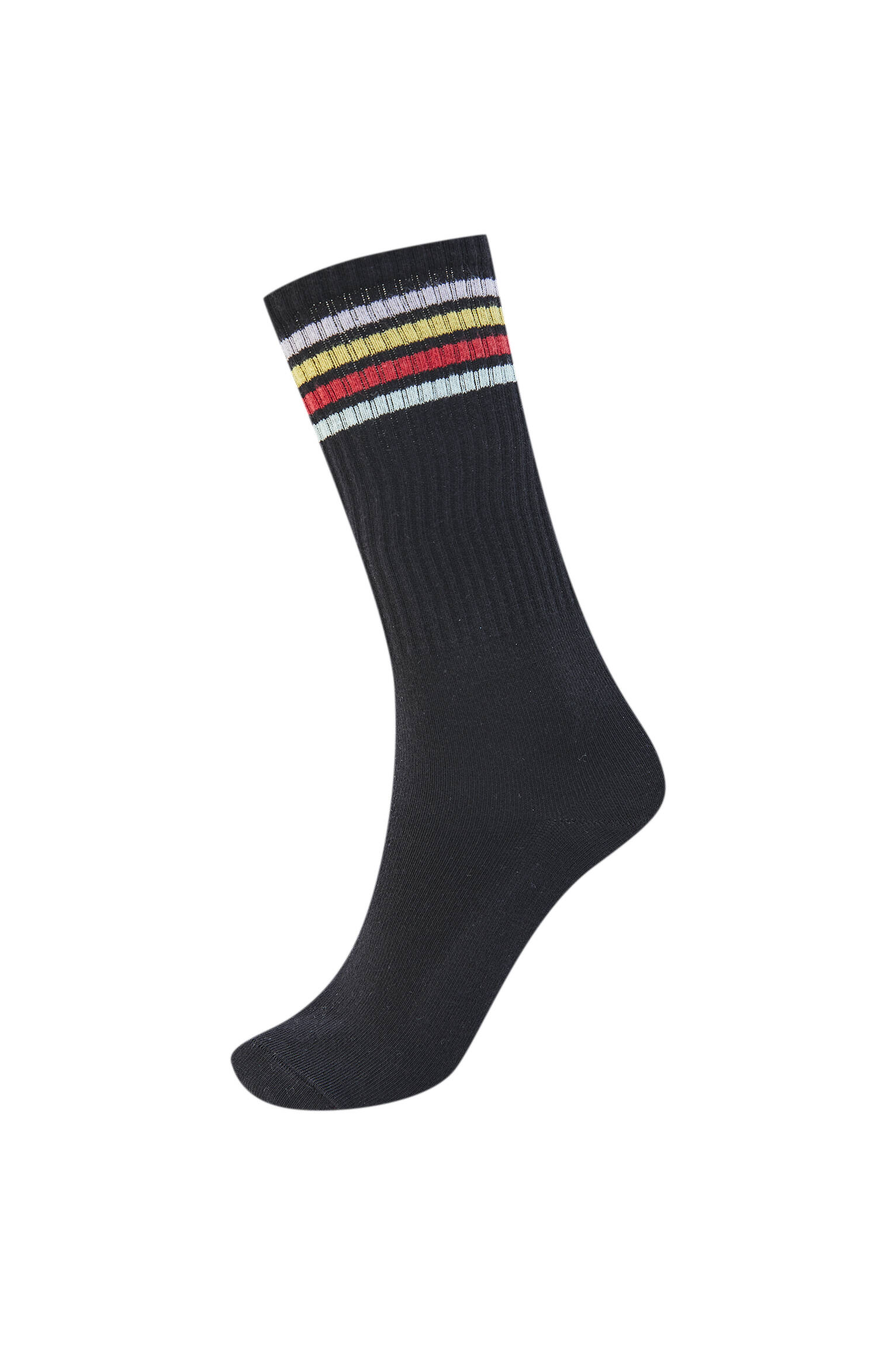 Спортивные носки с цветными полосками ЧЕРНЫЙ Pull & Bear