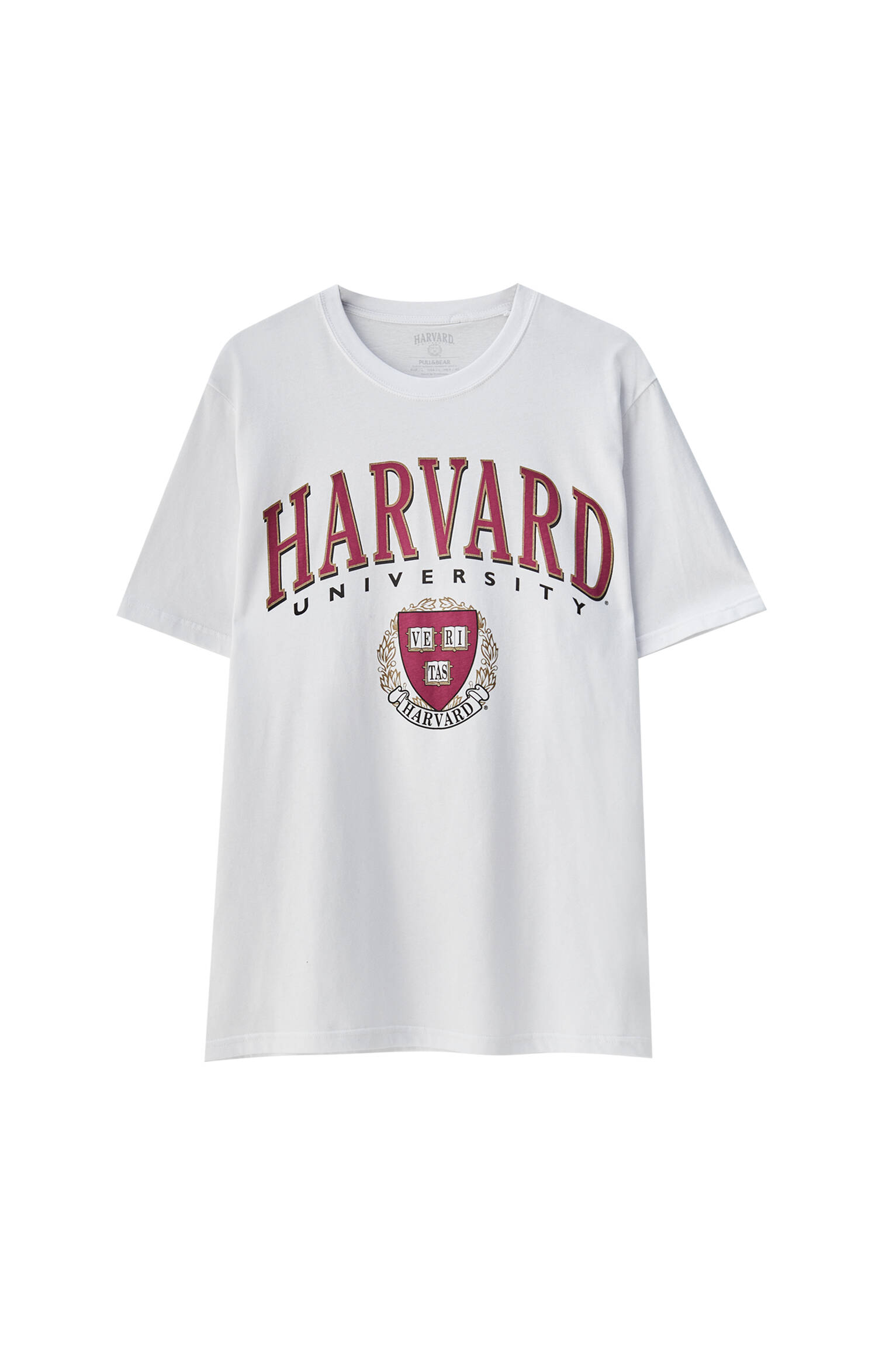 Белая футболка с принтом Harvard University БЕЛЫЙ Pull & Bear