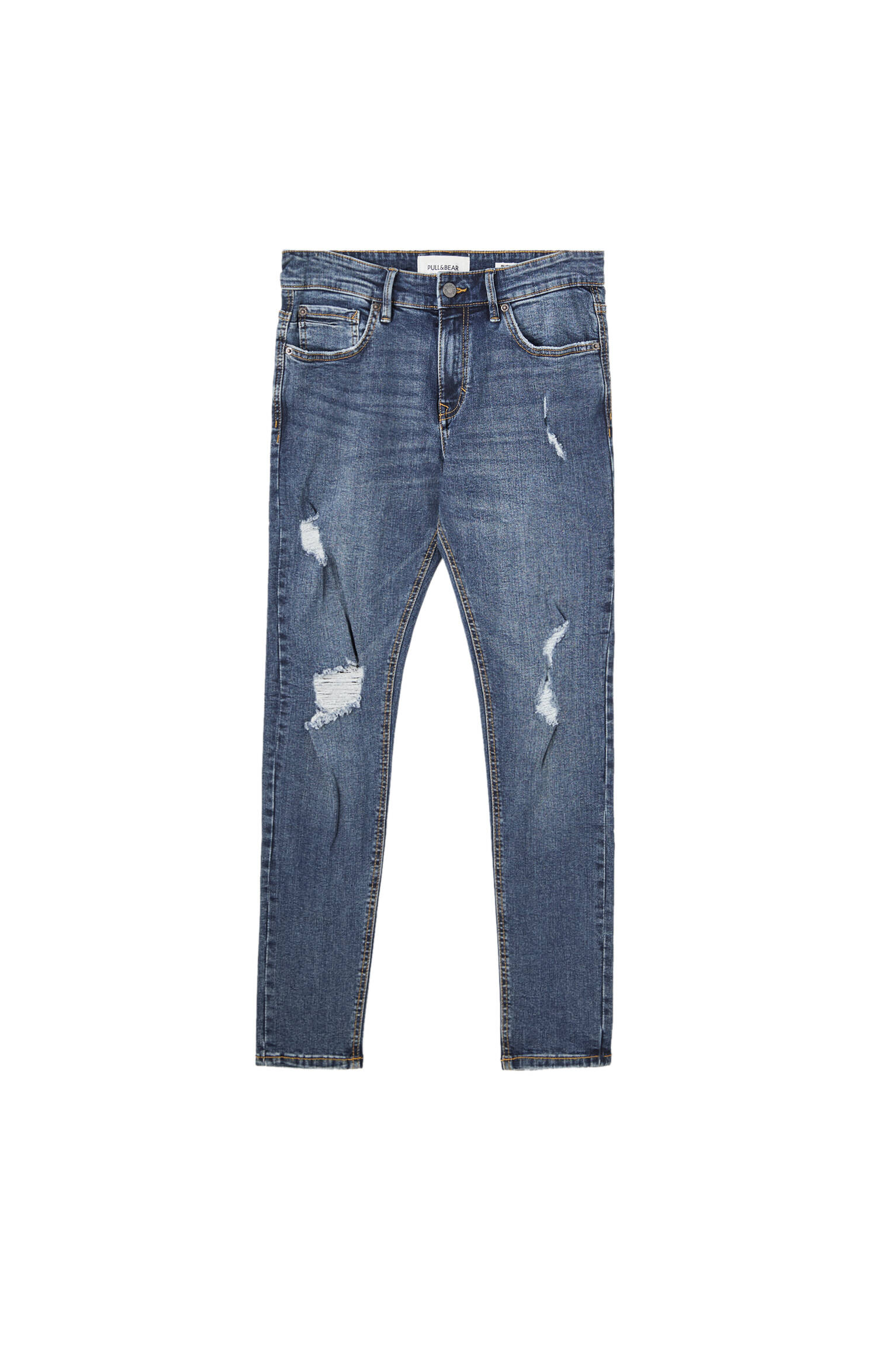 Темно-синие джинсы суперскинни с разрезами ТЕМНО-СИНИЙ Pull & Bear