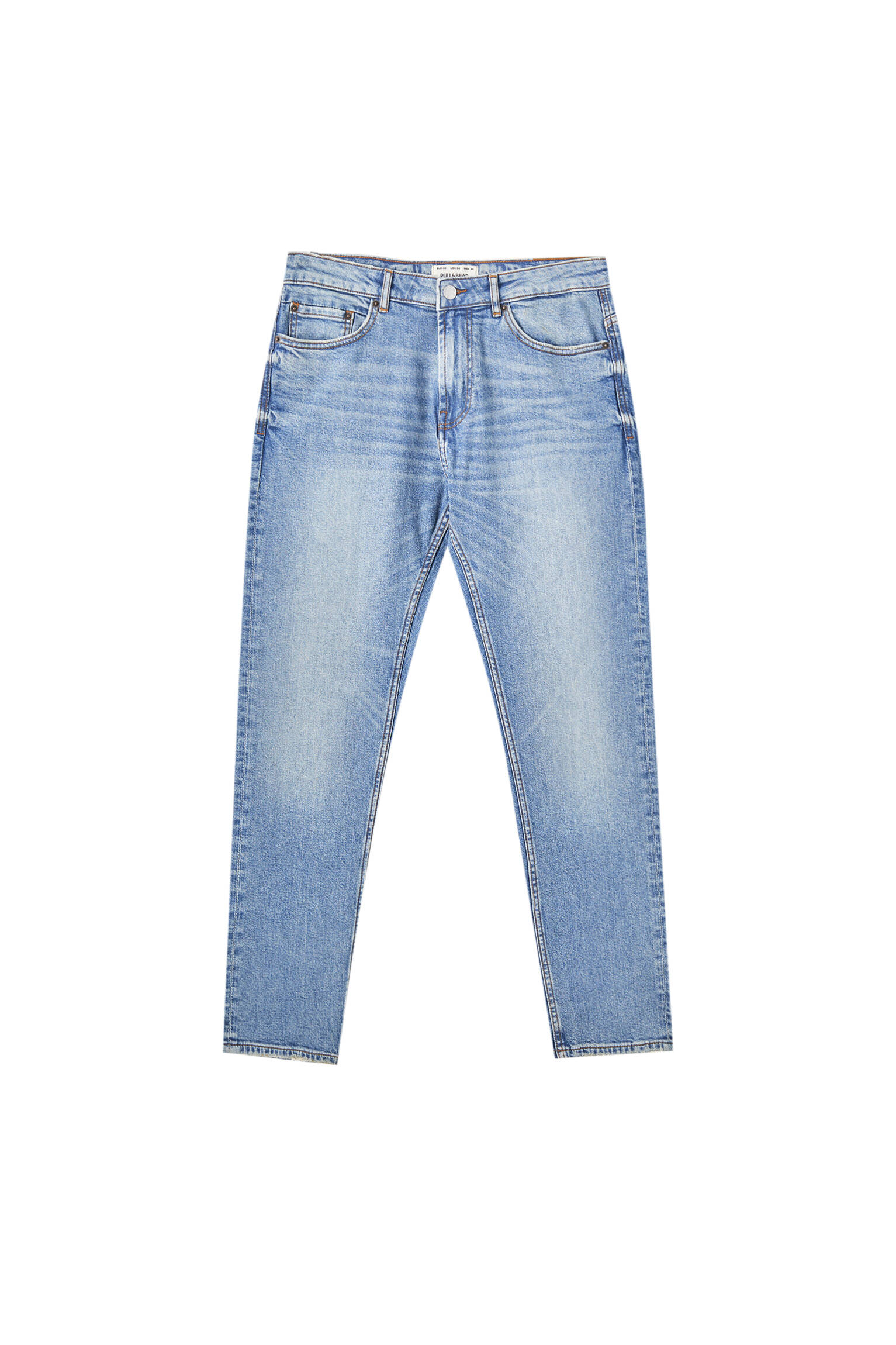 Зауженные джинсы выцветшего синего цвета НЕОНОВО-СИНИЙ Pull & Bear