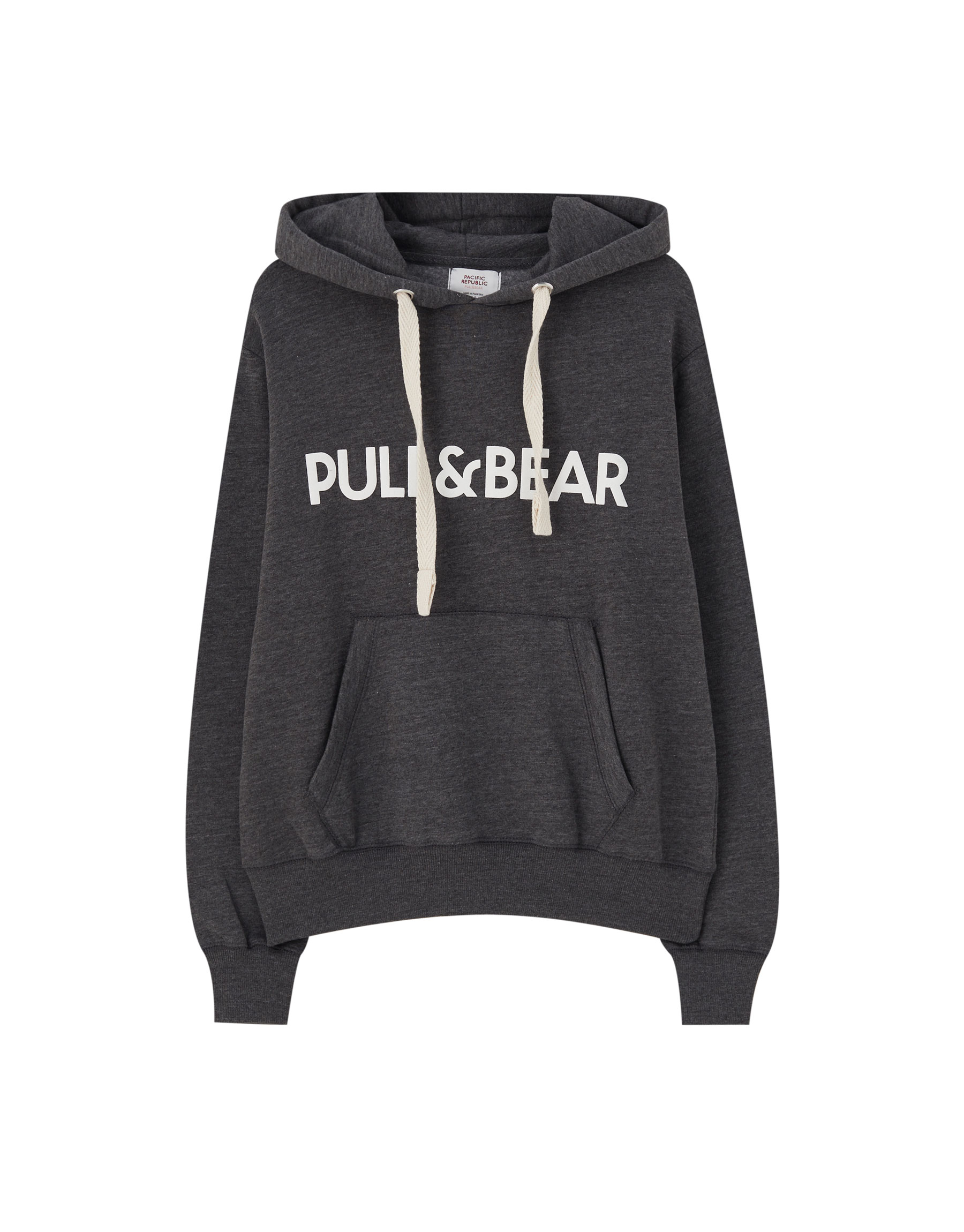 ПЕПЕЛЬНЫЙ Худи с карманом и логотипом Pull & Bear