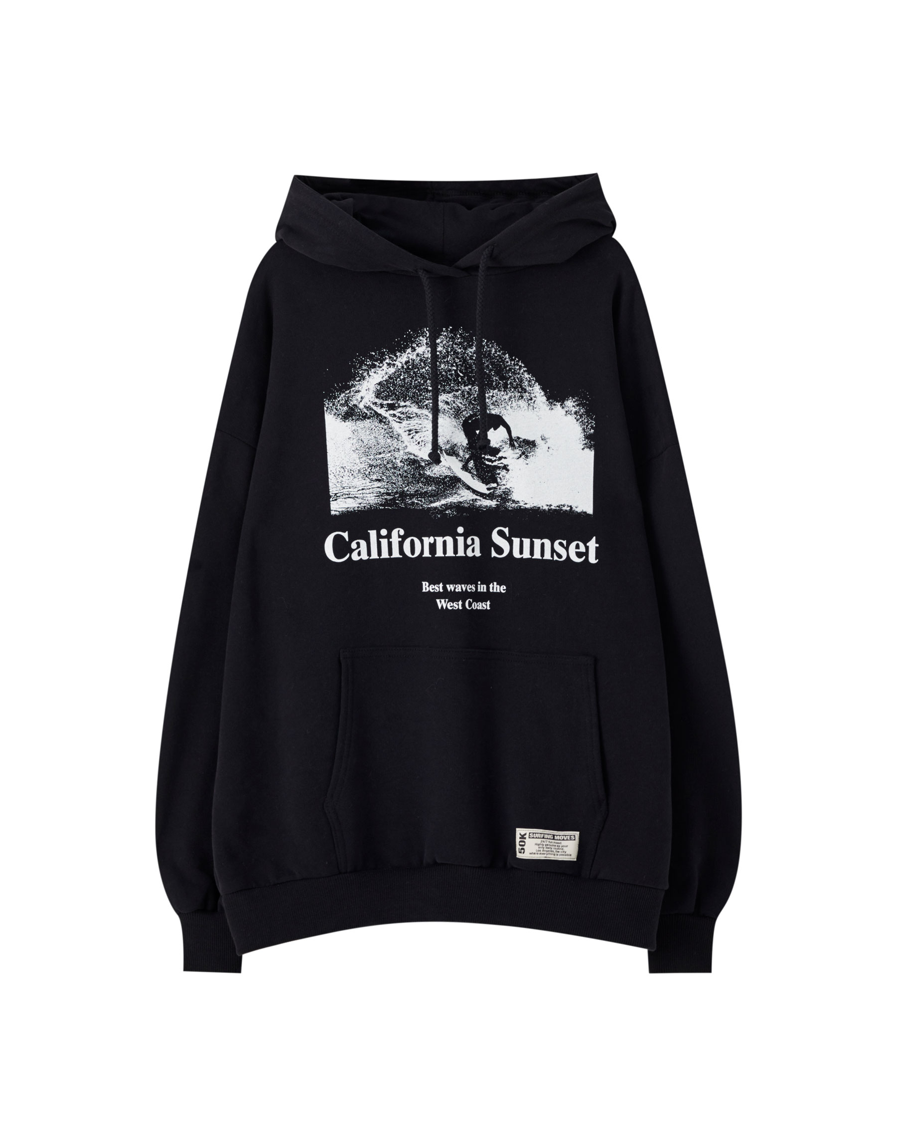 Черное худи с надписью California Sunset ЧЕРНЫЙ Pull & Bear