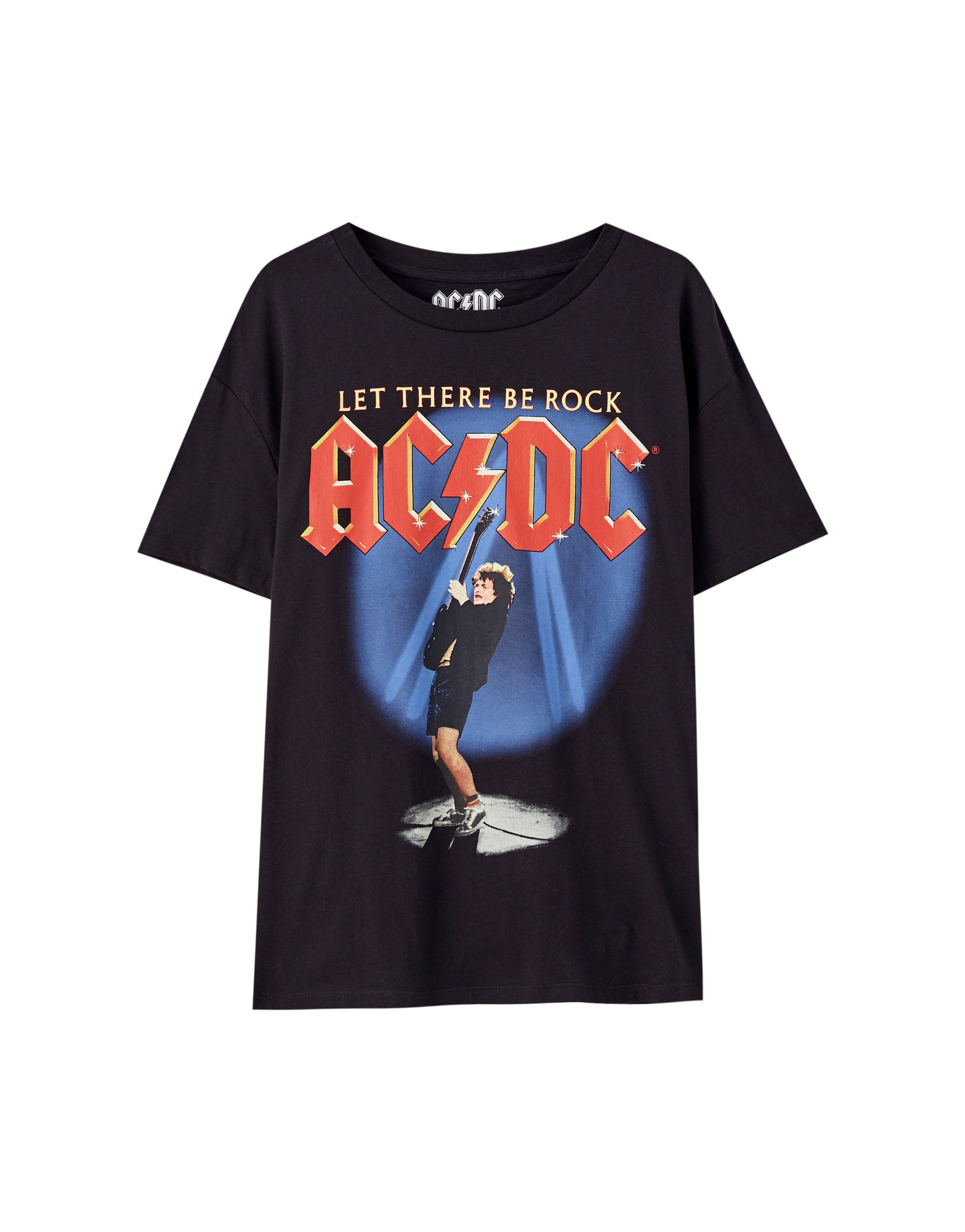 Черная футболка с принтом AC/DC ЧЕРНЫЙ Pull & Bear