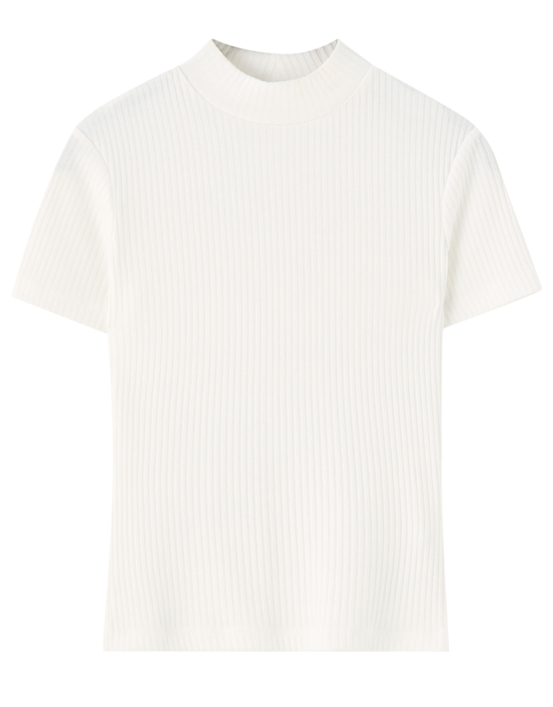 Базовая футболка из трикотажа в рубчик с высоким воротником ЦВЕТ ЛЬДА Pull & Bear