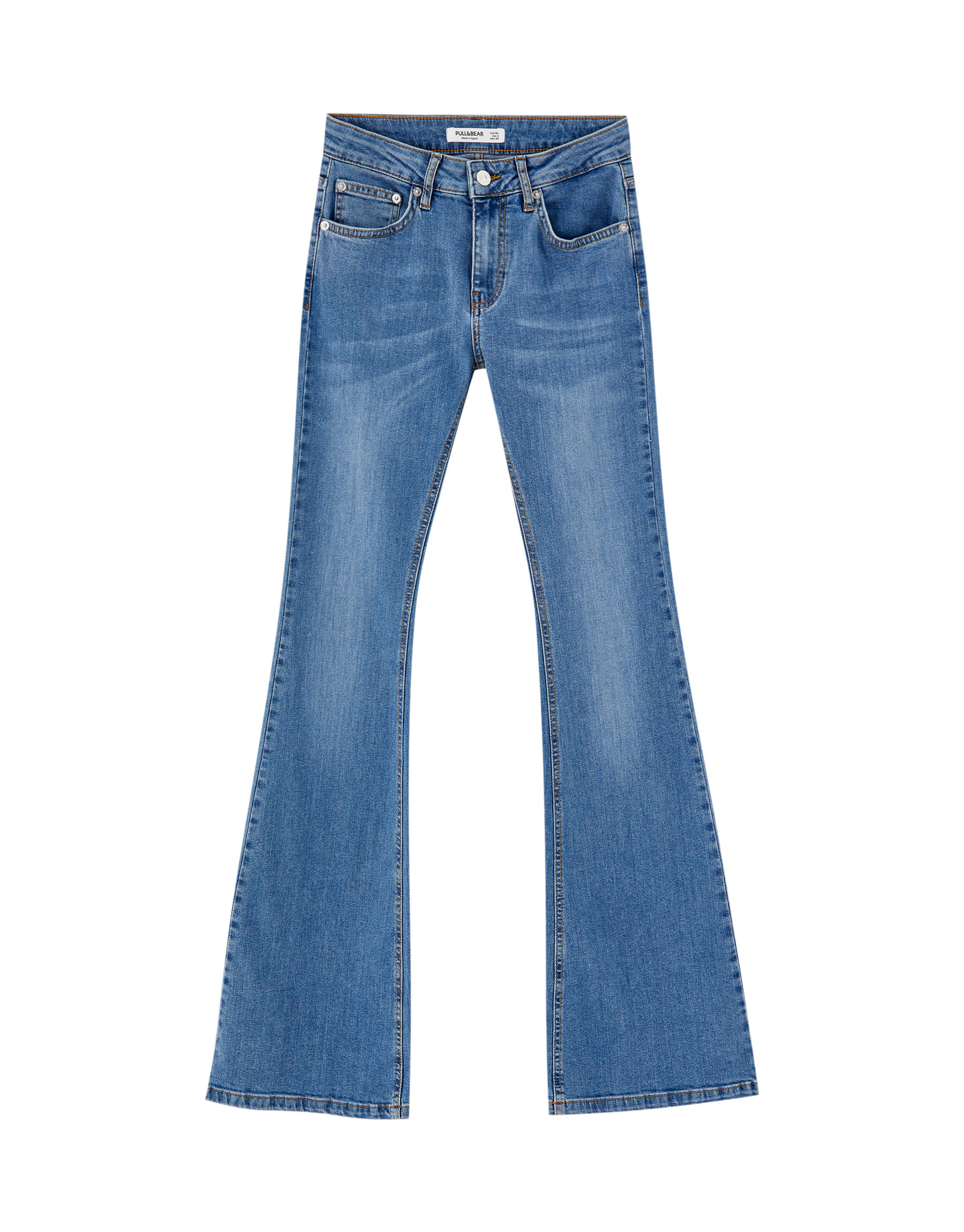 Расклешенные джинсы со средней посадкой СИНИЙ Pull & Bear